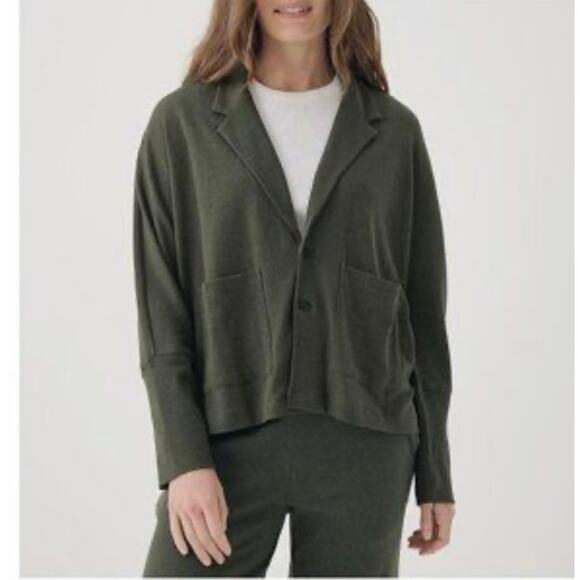 Pact Organic Cotton Green Airplane Relaxed Cardigan Size Large - Picture 1 of 9